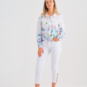 Dolcezza Misty Blossom Print Linen Jacket