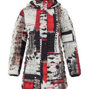 Dolcezza 75841 Bookworm Print Padded Coat Detachable Hood