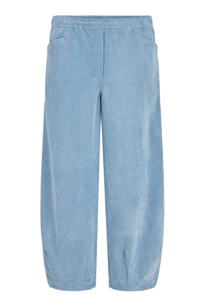 Noen Pale Blue Wide Leg Jumbo Cord Cropped Trouser