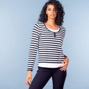 Alison Sheri Navy White Stripe Knit Sweater A47488