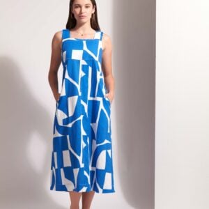 Foil Royal Blue/White Sunseeker Linen Dress FO8299