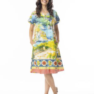 Orientique 30183 Amalfi Print Reversible Knee Length Dress