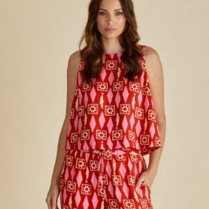 Betty Basics Sardinia Geo Print Copacabana Shell Top