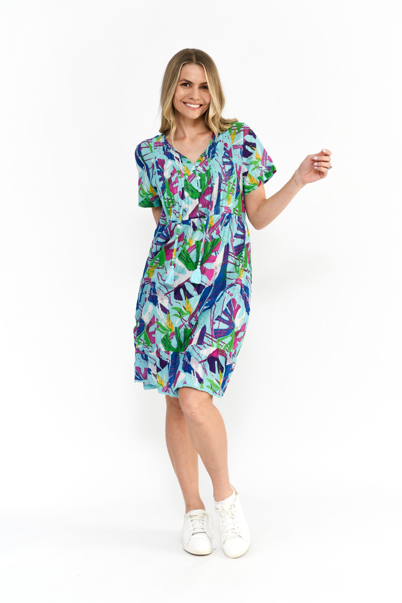 One Summer Abstract Tropical Print Cotton Dress