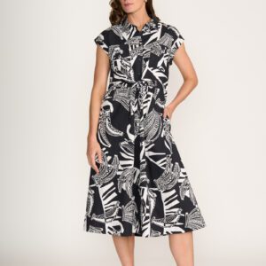 Foil Black and White Go Bananas Print Born Free Dress