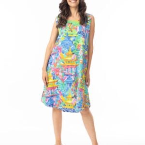 Orientique Okayama Print Reversible Sleeveless Shift Dress