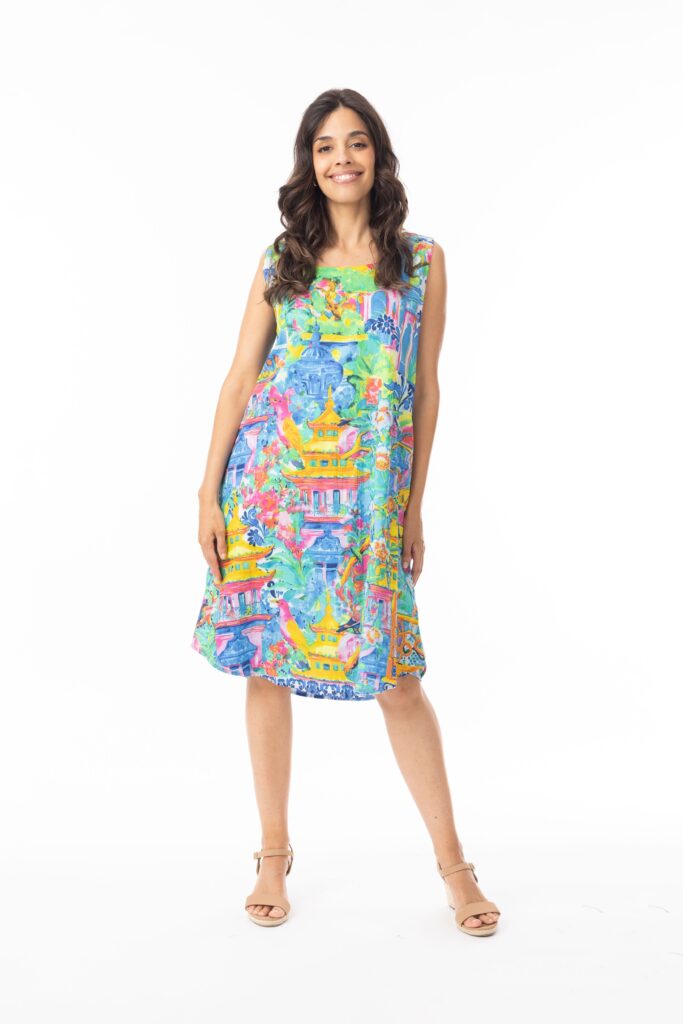 Orientique Okayama Print Reversible Sleeveless Shift Dress