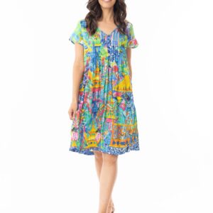 Orientique 40185 Easy Fit Okayama Print Organic Cotton Dress