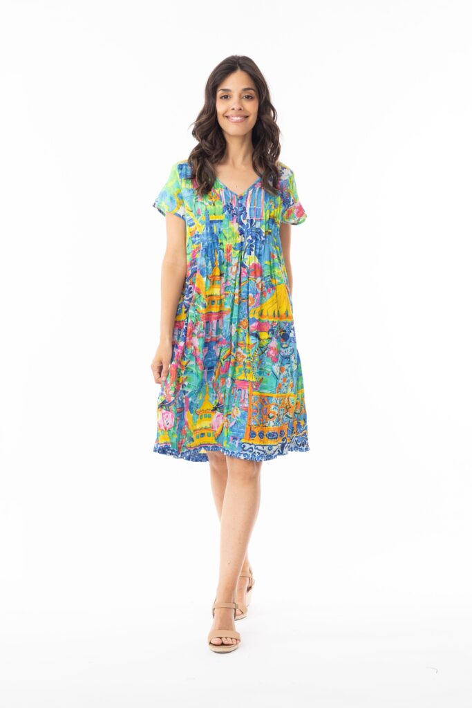 Orientique 40185 Easy Fit Okayama Print Organic Cotton Dress