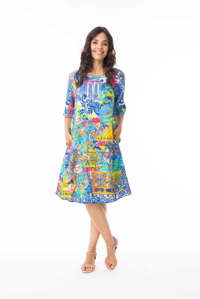 Orientique 40189 Okayama Print Contemporary Rayon Dress