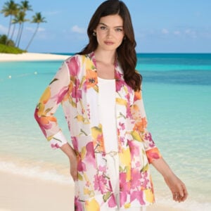 Frank Lyman 261356 Bold Floral Print Mesh Cover Up